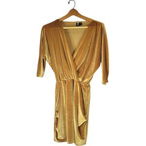 UO Urban Renewal Small Velvet Gold Dress